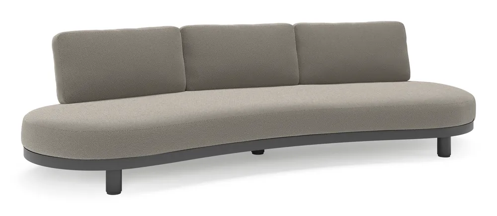 Laatste Versie Donato loungebank in zwart aluminium met all weather sunbrella® luxe Lopi Charcoal kussen