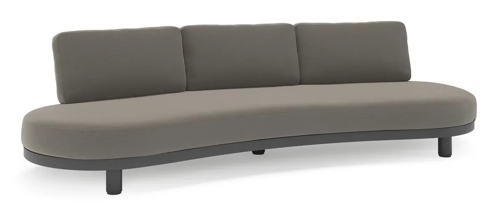 Hoge Kwaliteit Donato loungebank in zwart aluminium met all weather sunbrella® luxe Natte Dark Taupe kussen