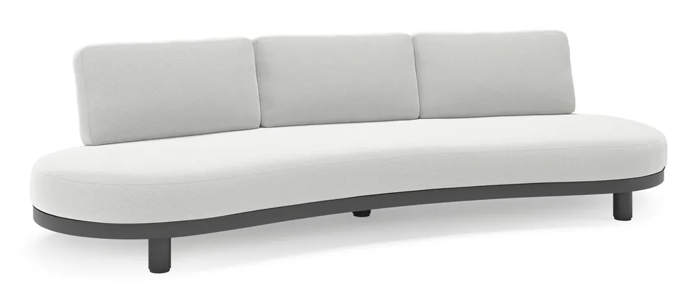 Merkproduct Donato loungebank in zwart aluminium met all weather sunbrella® luxe Natte Grey Chine kussen