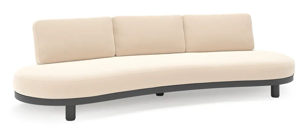 Donato loungebank in zwart aluminium met all weather sunbrella® luxe Natte Linen Chalk kussen Snelle Levering