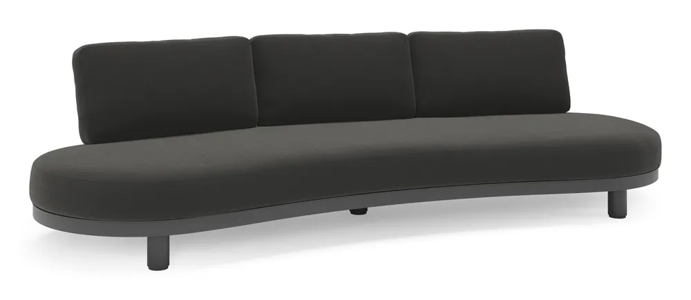 Donato loungebank in zwart aluminium met all weather sunbrella® luxe Natte Sooty kussen Weekendaanbieding