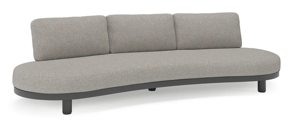 Donato loungebank in zwart aluminium met all weather sunbrella® luxe Tundra Charcoal kussen Betrouwbaar