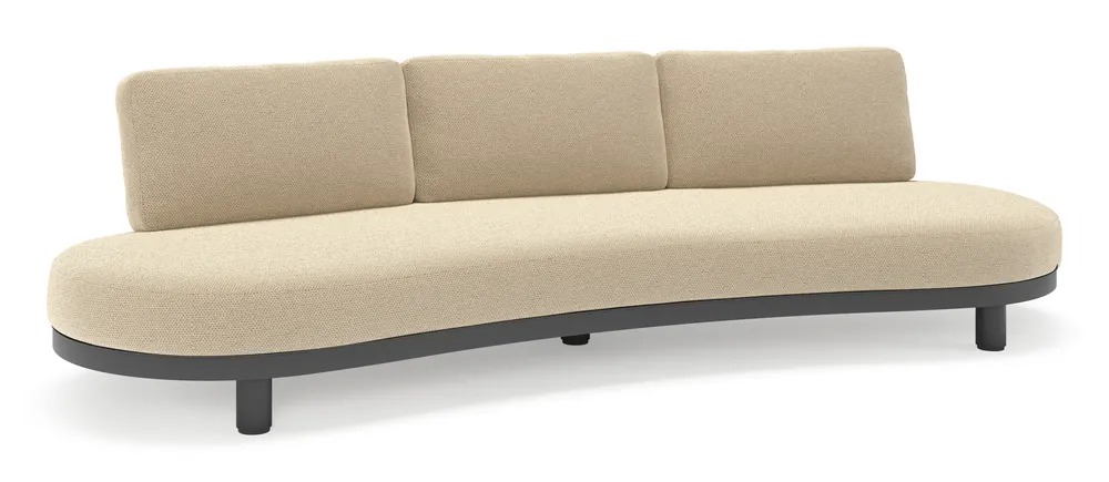 Superprijs Donato loungebank in zwart aluminium met all weather cosytica Althea Camel kussen