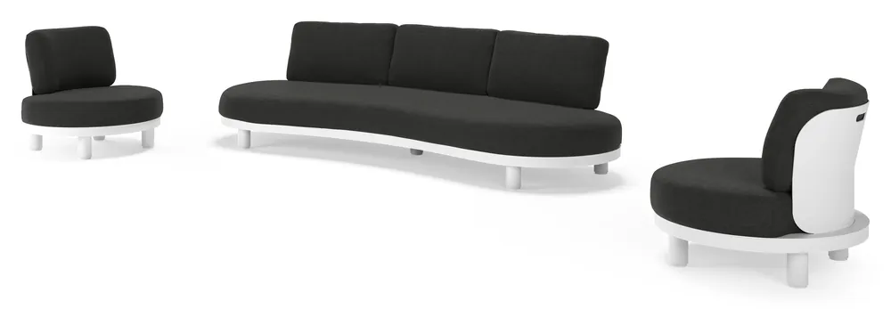 Weekendaanbieding Donato loungeset in wit aluminium met all weather sunbrella® luxe Chartres Sooty kussen