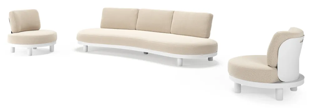 Donato loungeset in wit aluminium met all weather sunbrella® luxe Lopi Sand kussen Lage Kosten