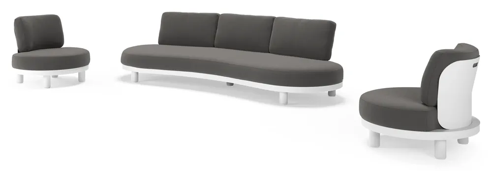 Goedkoop Donato loungeset in wit aluminium met all weather sunbrella® luxe Lopi Shadow kussen