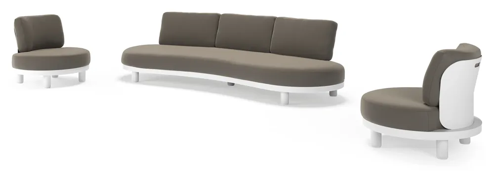 Koop Online Donato loungeset in wit aluminium met all weather sunbrella® luxe Natte Carbon Beige kussen