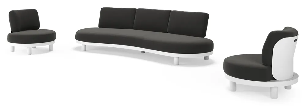 Gratis Retour Donato loungeset in wit aluminium met all weather sunbrella® luxe Natte Sooty kussen