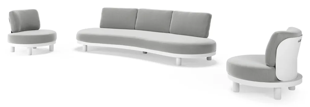 Donato loungeset in wit aluminium met all weather sunbrella® luxe Savane Grey kussen Superprijs