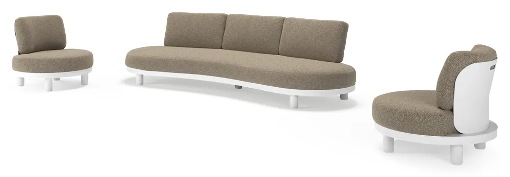 Donato loungeset in wit aluminium met all weather cosytica Madagascar Burch kussen Gratis Retour