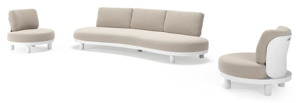 Betrouwbaar Donato loungeset in wit aluminium met all weather sunbrella® luxe Lopi Fossil kussen