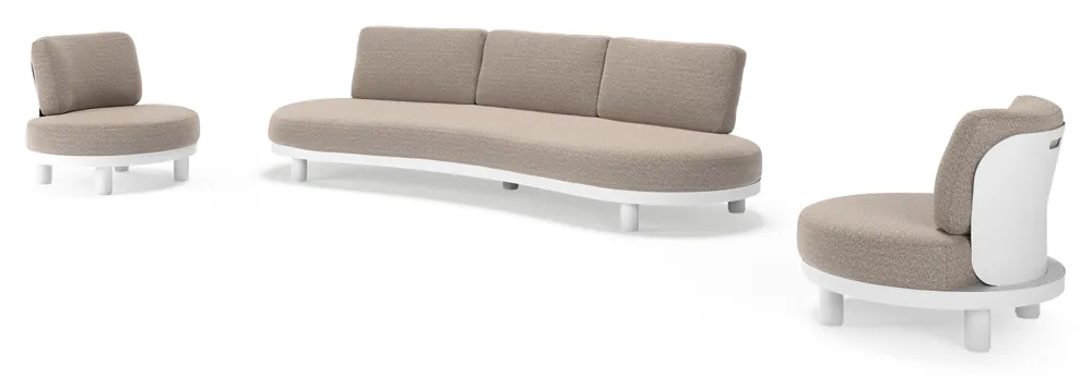 Donato loungeset in wit aluminium met all weather sunbrella® luxe Wander Manioc kussen Beperkte Voorraad