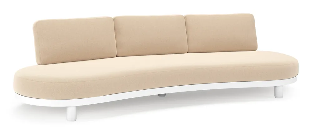 Koopje Donato loungebank in wit aluminium met all weather sunbrella® luxe Natte Heather Beige kussen