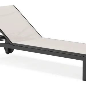 Weekendaanbieding Caravelle verstelbaar ligbed in zwart aluminium en beige single textileen