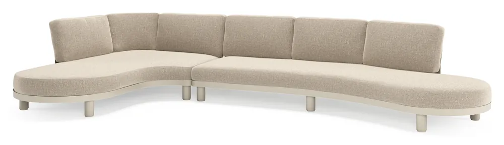 Donato loungehoek in beige aluminium met all weather sunbrella® luxe Chartres Pewter kussen Korting