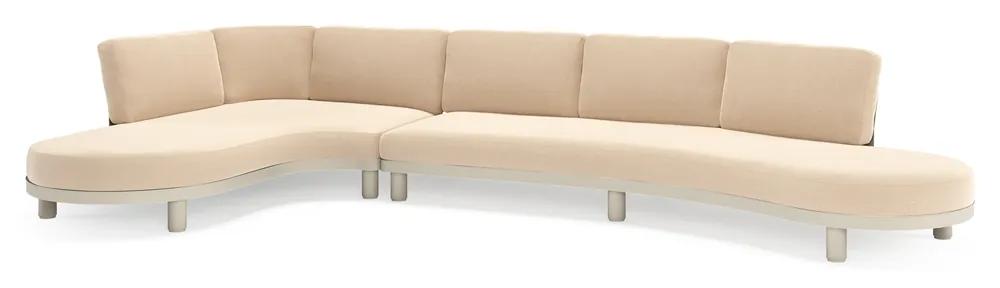 Uitverkoop Donato loungehoek in beige aluminium met all weather sunbrella® luxe Natte Heather Beige kussen