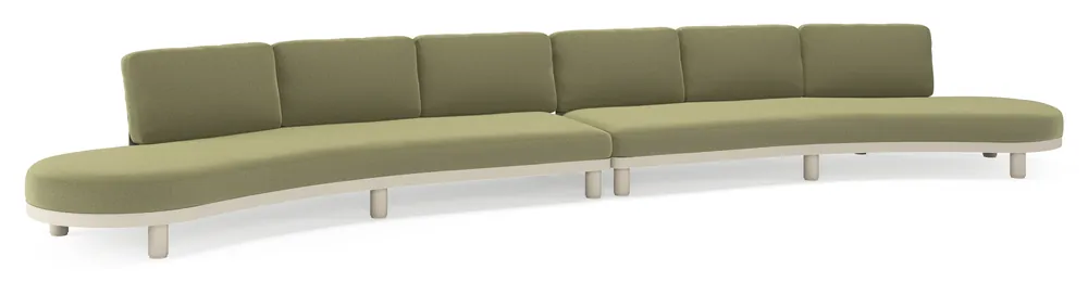 Voordeelprijs Donato loungebank in beige aluminium met all weather sunbrella® luxe Heritage Leaf kussen