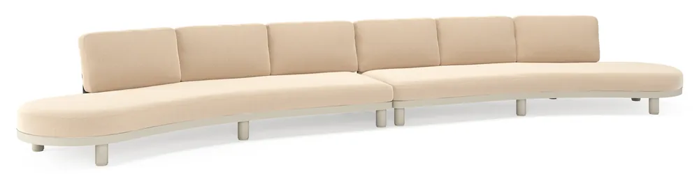Donato loungebank in beige aluminium met all weather sunbrella® luxe Natte Heather Beige kussen Lage Prijs