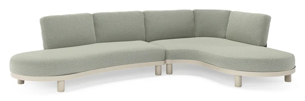 Lage Prijs Donato loungehoek in beige aluminium met all weather sunbrella® luxe Savane Leaf kussen