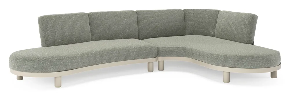Koop Vandaag Donato loungehoek in beige aluminium met all weather sunbrella® luxe Slow Fern kussen