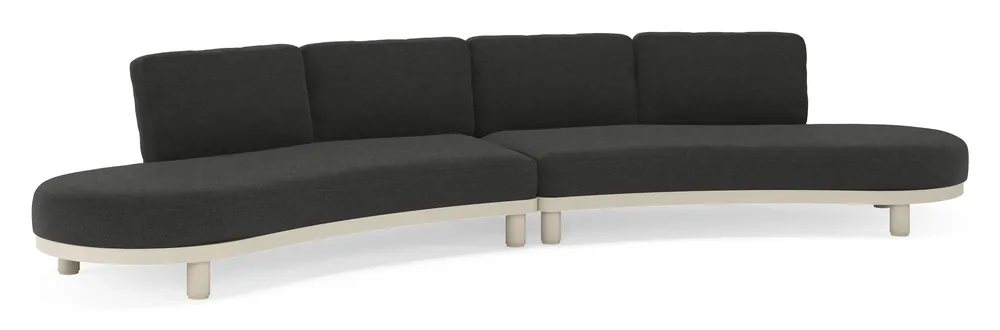 Finale Uitverkoop Donato loungebank in beige aluminium met all weather sunbrella® luxe Chartres Sooty kussen