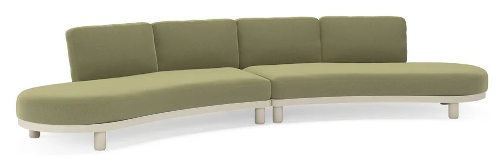 Donato loungebank in beige aluminium met all weather sunbrella® luxe Heritage Leaf kussen Gratis Retour