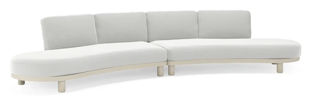 Donato loungebank in beige aluminium met all weather sunbrella® luxe Natte Grey Chine kussen Direct Beschikbaar