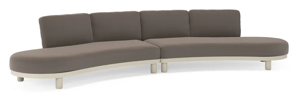 Shop Nu Donato loungebank in beige aluminium met all weather sunbrella® luxe Natte Nature Grey kussen