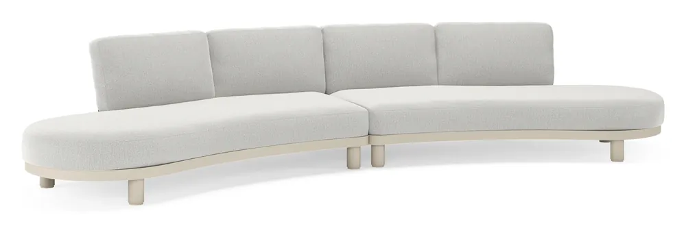 Donato loungebank in beige aluminium met all weather sunbrella® luxe Savane Nimbus kussen Fabrieksprijs