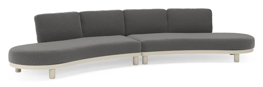 Koop Vandaag Donato loungebank in beige aluminium met all weather sunbrella® luxe Savane Tornado kussen