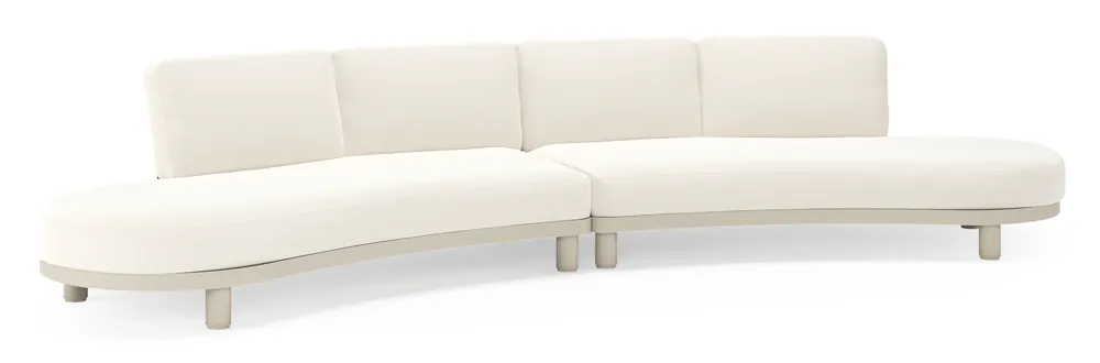 Bestel Nu Donato loungebank in beige aluminium met all weather sunbrella® luxe Savane White kussen