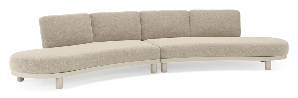 Betaalbaar Donato loungebank in beige aluminium met all weather cosytica Catania Beige kussen