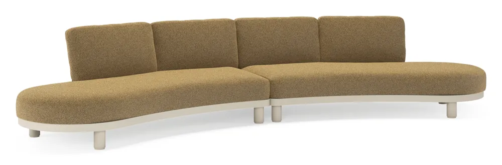 Donato loungebank in beige aluminium met all weather cosytica Madagascar Walnut kussen Lage Kosten