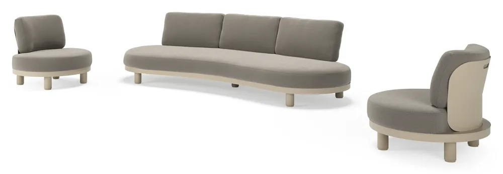 Donato loungeset in beige aluminium met all weather sunbrella® luxe Lopi Charcoal kussen Gereduceerde Prijs