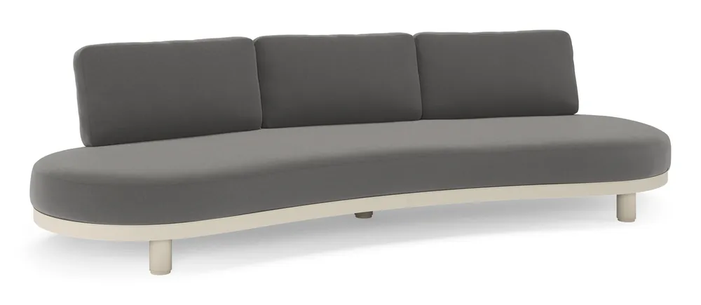 Donato loungebank in beige aluminium met all weather sunbrella® luxe Natte Charcoal Chine kussen Direct Verzonden