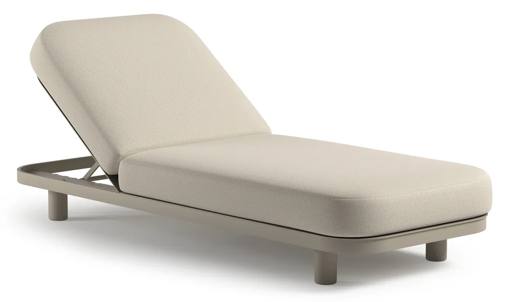 Korting Donato verstelbaar ligbed in beige aluminium met All Weather Sunbrella® luxe lopi marble kussen