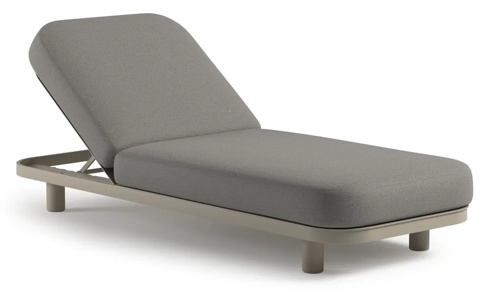 Uitverkoop Donato verstelbaar ligbed in beige aluminium met All Weather Sunbrella® luxe savane zinc kussen