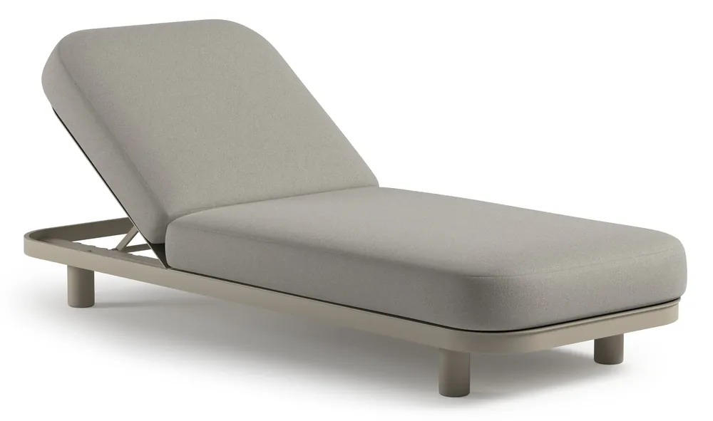 Laatste Kans Donato verstelbaar ligbed in beige aluminium met All Weather Sunbrella® luxe savane grey kussen