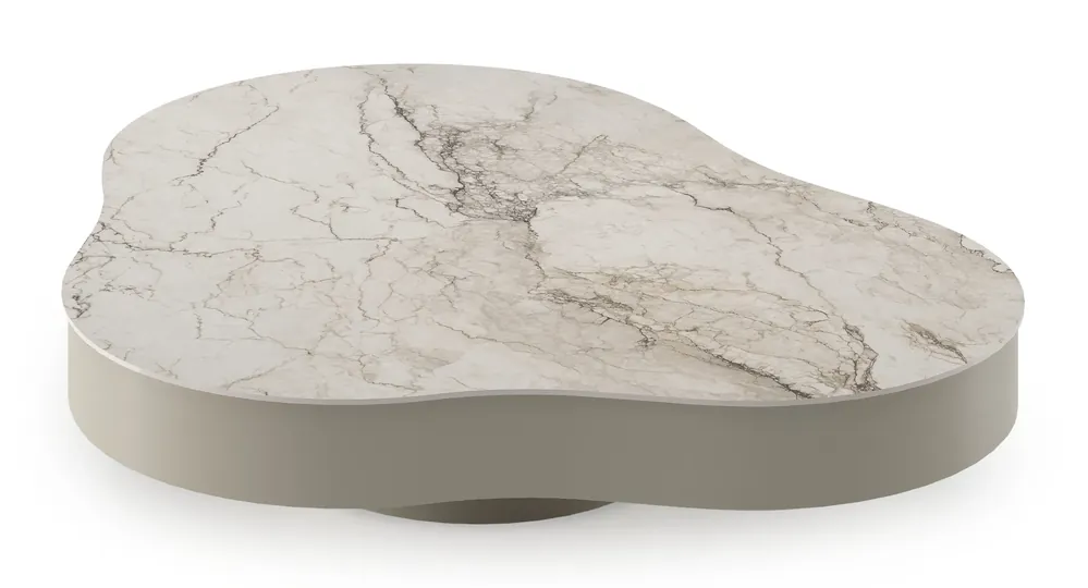 Uitverkoop Lomano loungetafel cloud in beige aluminium en volkeramiek Colorado Dunes - Dia. 131 x H 25 cm