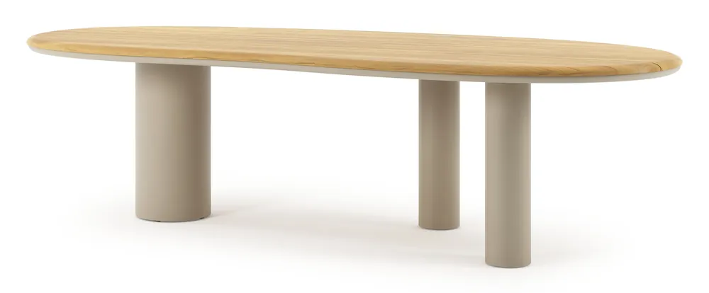 Organo tuintafel organisch in beige aluminium en teak L 280 x B 120 x H 74 cm Voordeelprijs
