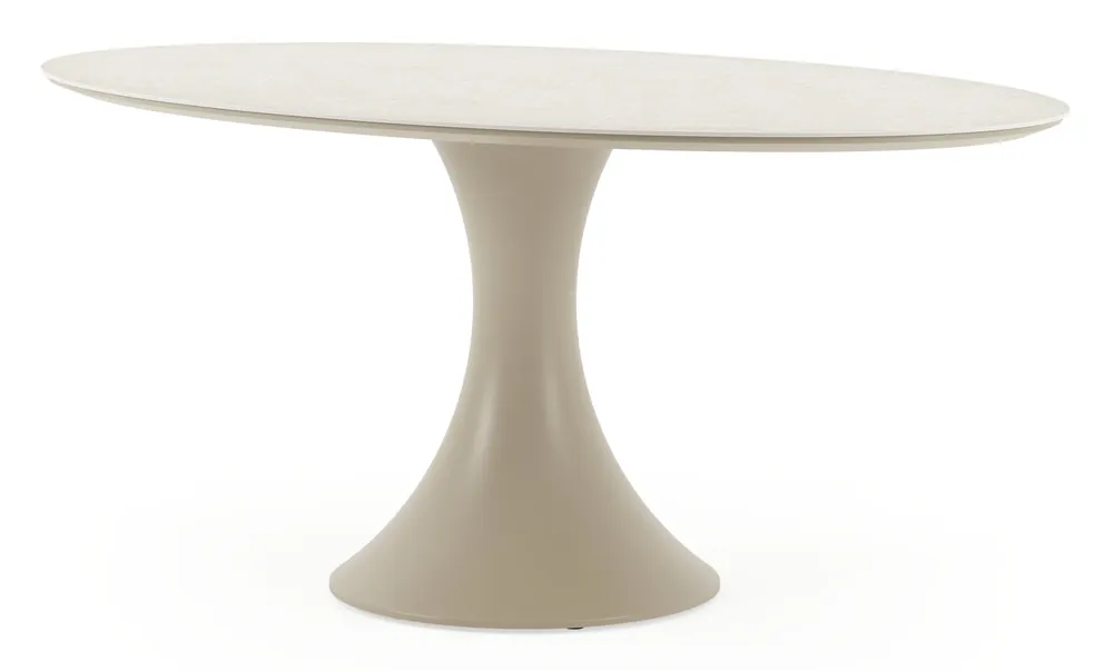 Goedkoop Fano tuintafel ovaal in beige aluminium en volkeramiek Shilin L 180 x B 110 x H 75 cm
