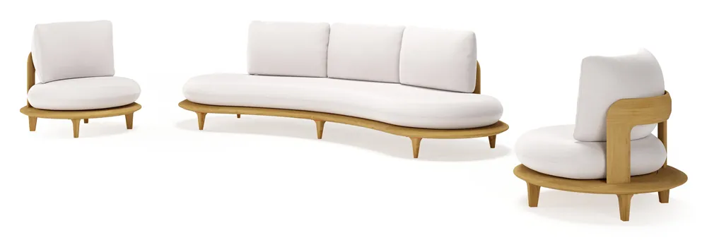 Koop Vandaag Bomero loungeset in teak met savane whisper all weather sunbrella® luxe kussen