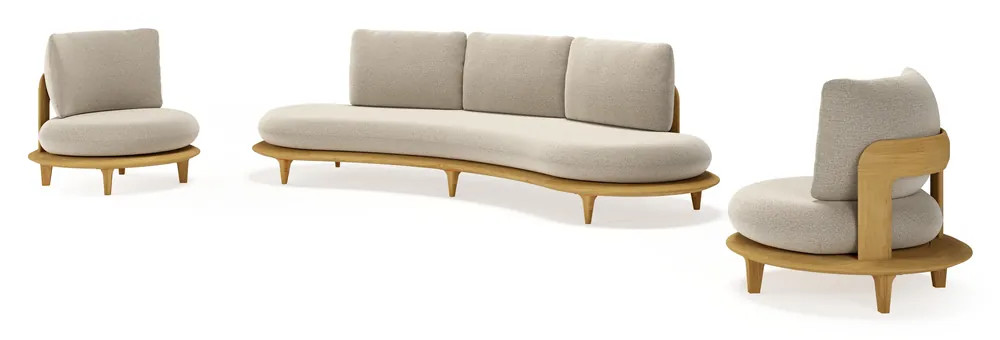 Bomero loungeset in teak met catania sand all weather cosytica kussen Beperkt Aanbod