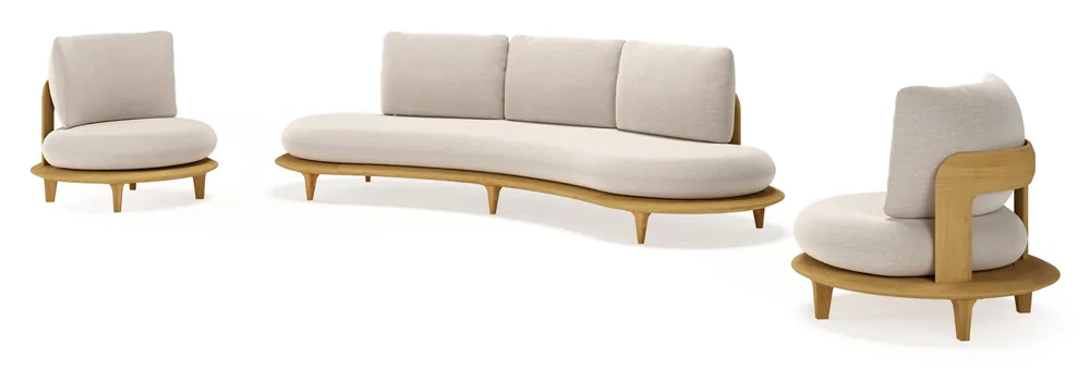 Bomero loungeset in teak met slow farafra all weather sunbrella® luxe kussen Nu Kopen