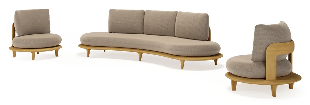 Hete Deal Bomero loungeset in teak met firenze earth all weather solica kussen