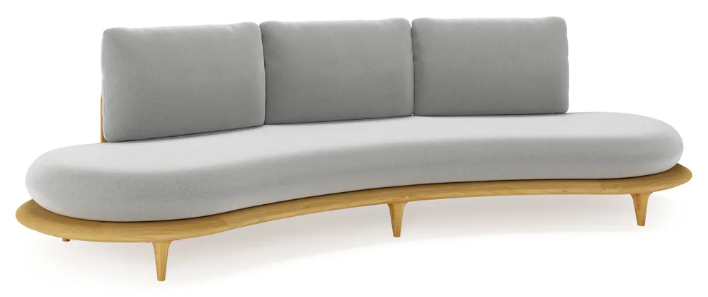 Hoge Kwaliteit Bomero loungebank in teak met savane grey all weather sunbrella® luxe kussen