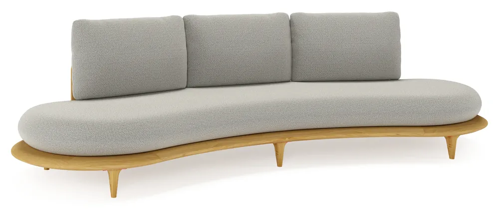 Op = Op Bomero loungebank in teak met savane tunder all weather sunbrella® luxe kussen