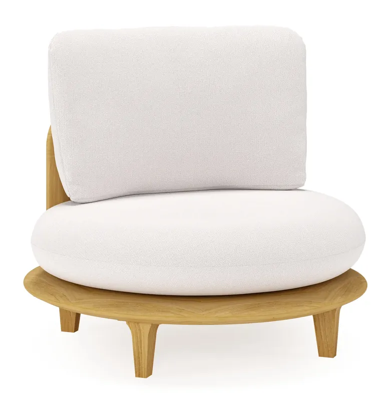 Express Levering Bomero loungestoel in teak met savane whisper all weather sunbrella® luxe kussen
