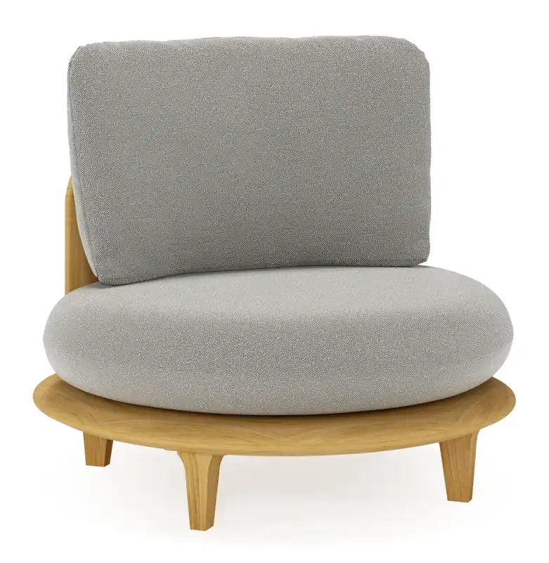 Shop Nu Bomero loungestoel in teak met savane zinc all weather sunbrella® luxe kussen