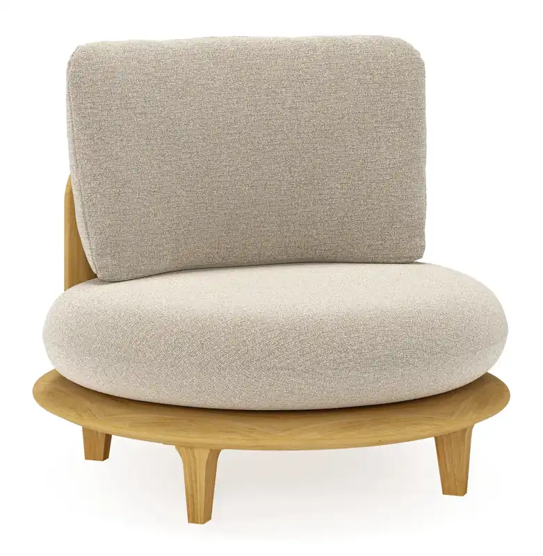 Veilige Betaling Bomero loungestoel in teak met catania sand all weather cosytica kussen